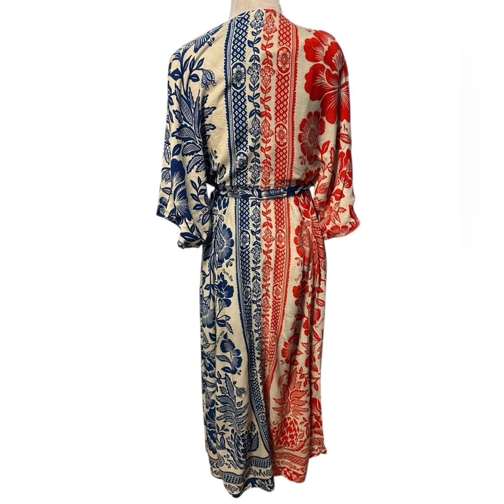 Farm Rio Floral wrap around maxi dress- Red and Blue size S - Picture 6 of 14